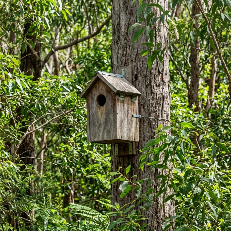 Animal nesting box installed as a humane alternative to a Warrenheip roof cavity