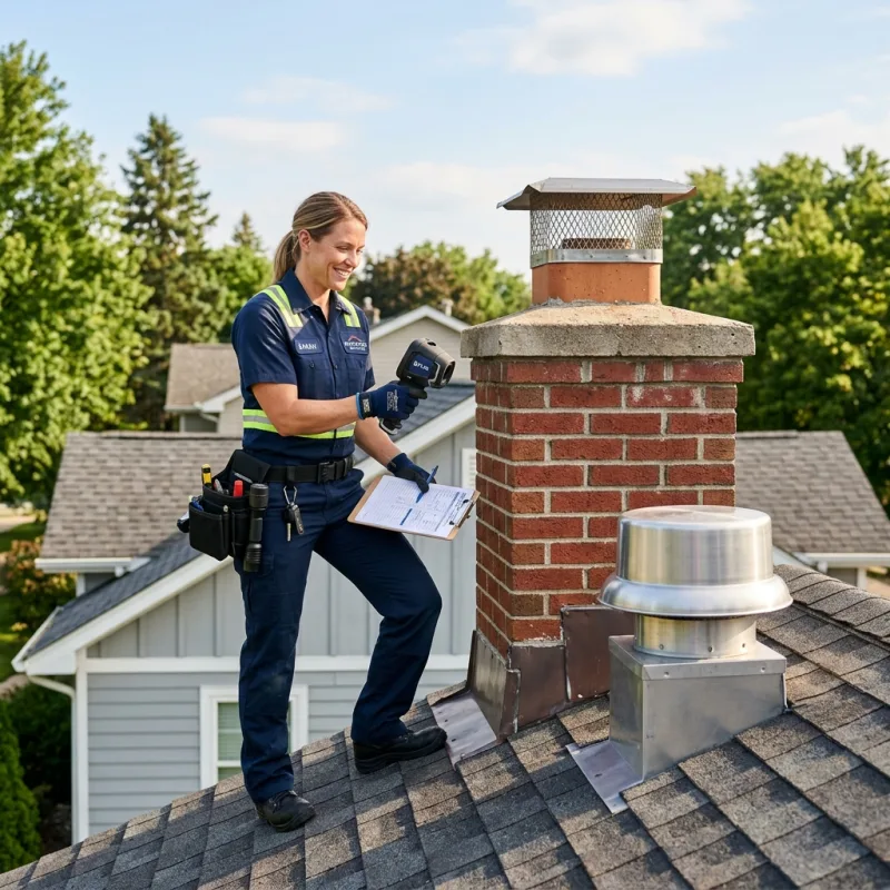 Technician inspecting a Warrenheip roof cavity and ductwork for a dead bird