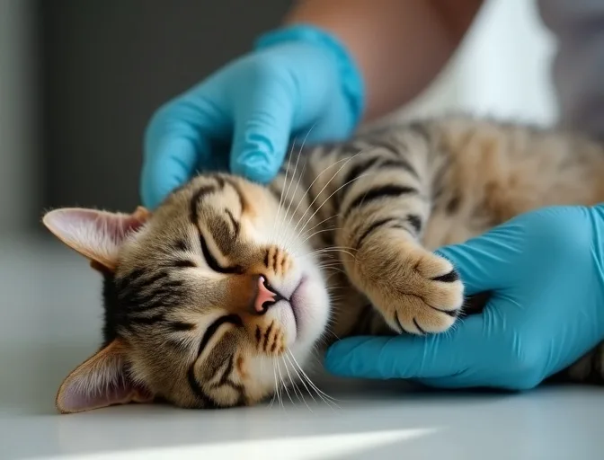 Specialist carefully handling a deceased cat with dignity in Warrenheip