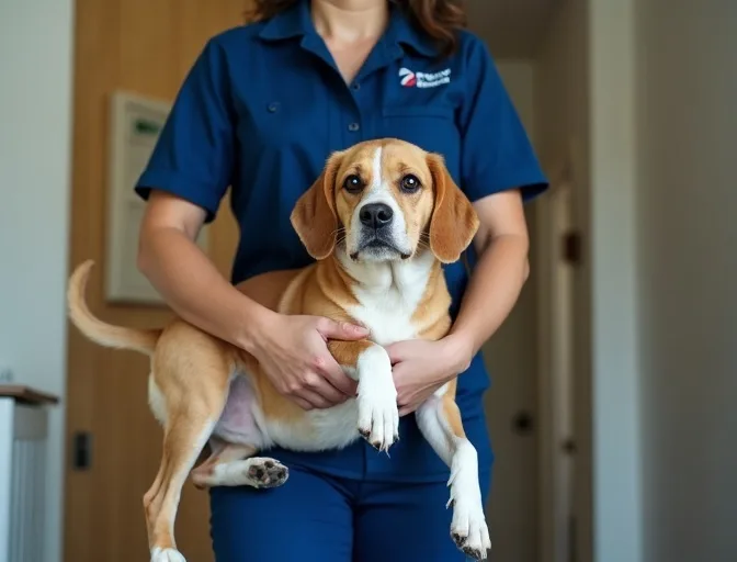 Technician respectfully transporting a deceased dog in Warrenheip